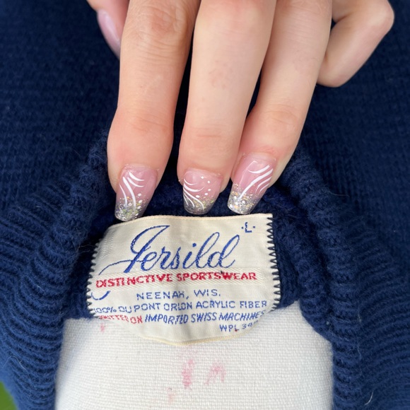 Vintage Jersild preppy knit sweater with coat of arms sleeve details - Picture 9 of 15